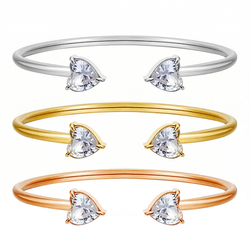 Heart Shape Bangle For Women In Silver, Elegant And Stylish Jewelry Accessory