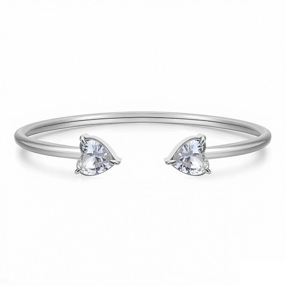 Heart Shape Bangle For Women In Silver, Elegant And Stylish Jewelry Accessory