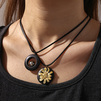 Geometric Earrings For Women, 304 Stainless Steel With 18K Gold Plated Finish And Natural Stone Inlay