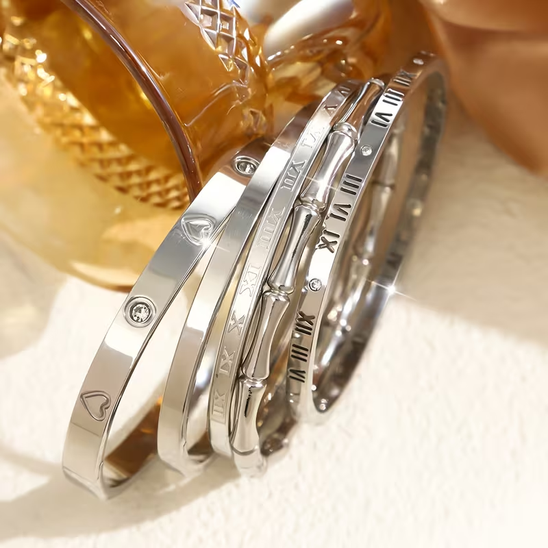 Bohemian Heart Shape Bangle For Super Bowl Featuring 304 Stainless Steel With 18K Real Gold Plated And Zircon Inlay