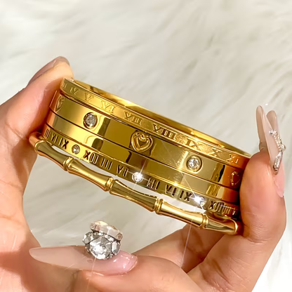 Bohemian Heart Shape Bangle For Super Bowl Featuring 304 Stainless Steel With 18K Real Gold Plated And Zircon Inlay