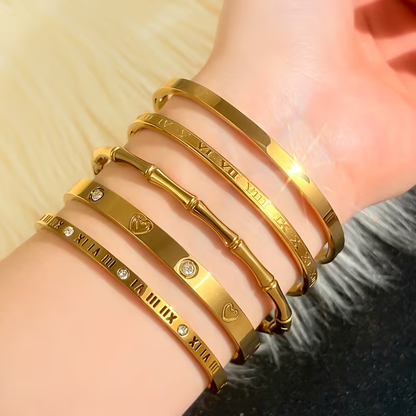 Bohemian Heart Shape Bangle For Super Bowl Featuring 304 Stainless Steel With 18K Real Gold Plated And Zircon Inlay