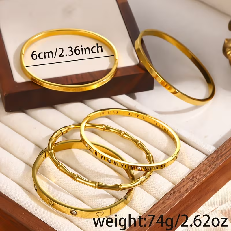 Bohemian Heart Shape Bangle For Super Bowl Featuring 304 Stainless Steel With 18K Real Gold Plated And Zircon Inlay