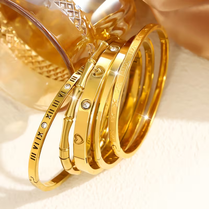 Bohemian Heart Shape Bangle For Super Bowl Featuring 304 Stainless Steel With 18K Real Gold Plated And Zircon Inlay