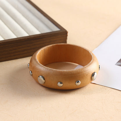 For Brown Retro Style Wooden Bangle Featuring Classic Design And Durable Craftsmanship
