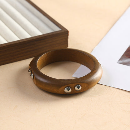 For Brown Retro Style Wooden Bangle Featuring Classic Design And Durable Craftsmanship