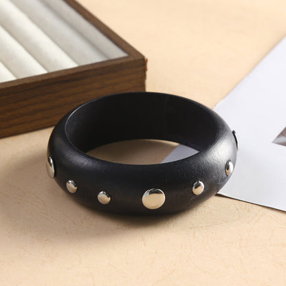 For Brown Retro Style Wooden Bangle Featuring Classic Design And Durable Craftsmanship