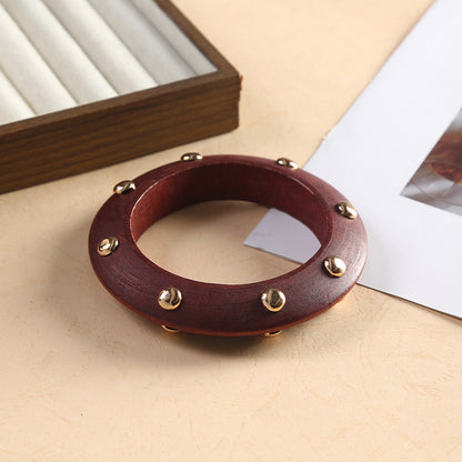For Brown Retro Style Wooden Bangle Featuring Classic Design And Durable Craftsmanship