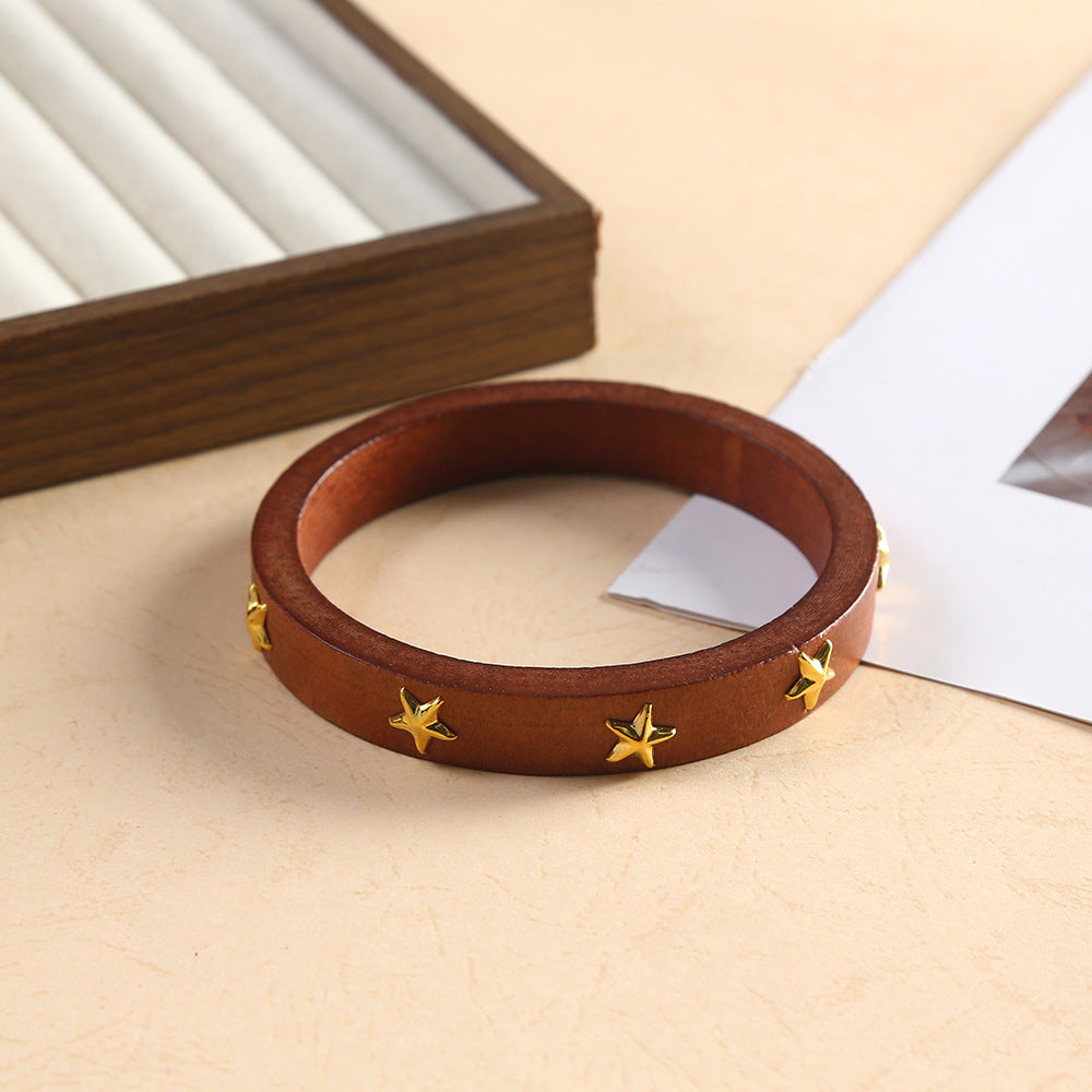 For Brown Retro Style Wooden Bangle Featuring Classic Design And Durable Craftsmanship