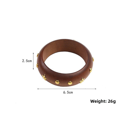 For Brown Retro Style Wooden Bangle Featuring Classic Design And Durable Craftsmanship
