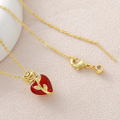 Heart Shape Pendant Necklace For Women In Copper With 18K Real Gold Plated Finish And Zircon Inlay On Cable Chain