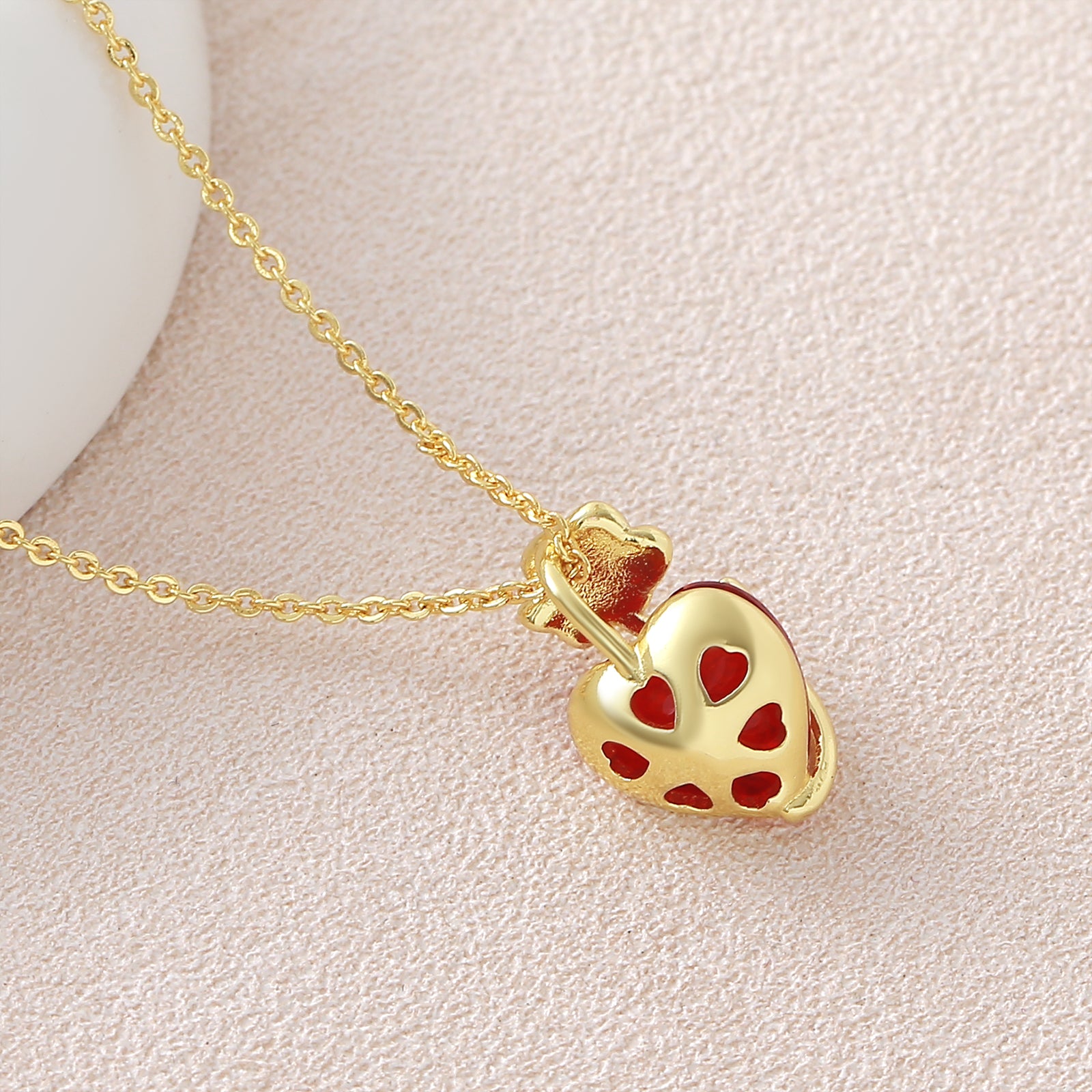 Heart Shape Pendant Necklace For Women In Copper With 18K Real Gold Plated Finish And Zircon Inlay On Cable Chain
