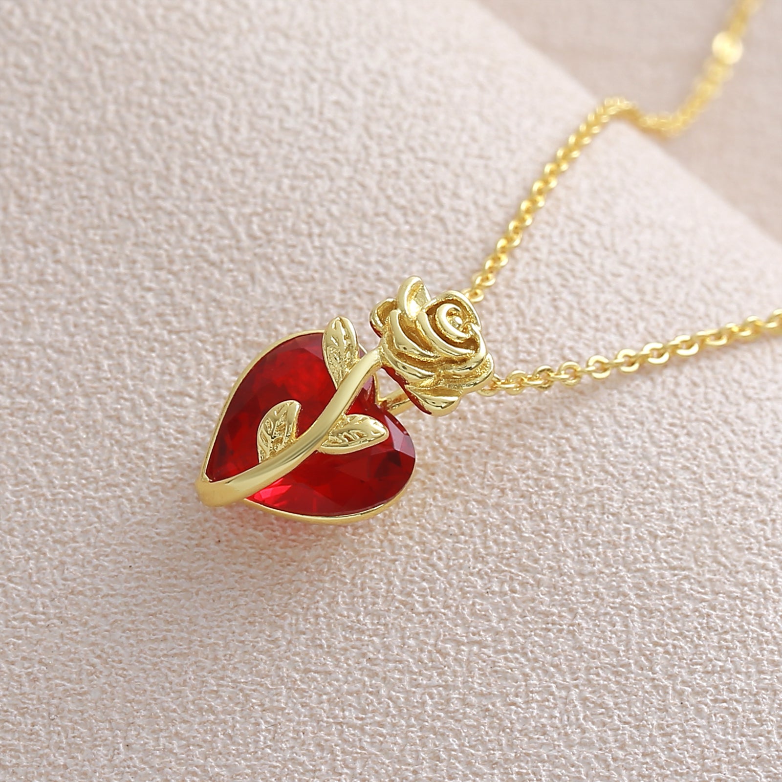 Heart Shape Pendant Necklace For Women In Copper With 18K Real Gold Plated Finish And Zircon Inlay On Cable Chain