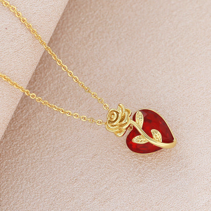 Heart Shape Pendant Necklace For Women In Copper With 18K Real Gold Plated Finish And Zircon Inlay On Cable Chain