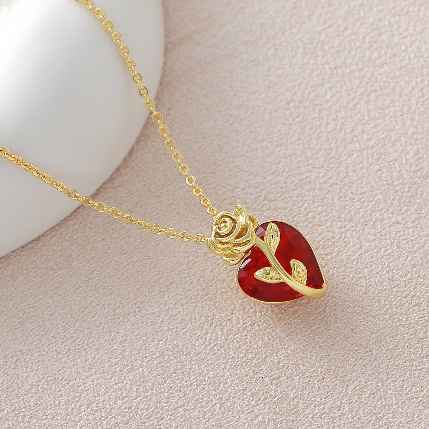 Heart Shape Pendant Necklace For Women In Copper With 18K Real Gold Plated Finish And Zircon Inlay On Cable Chain