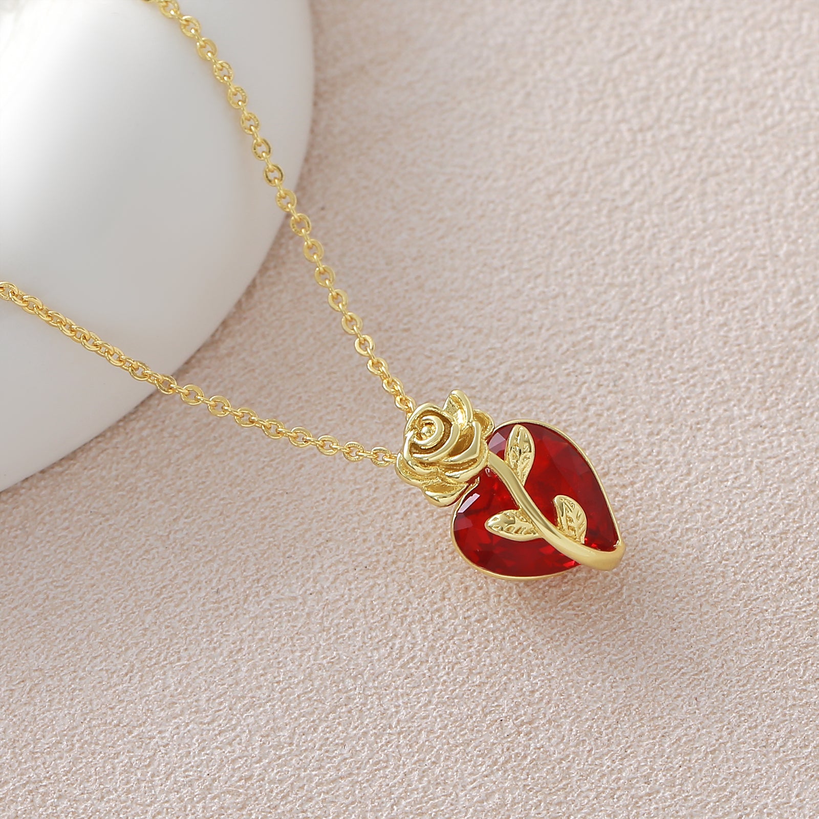 Heart Shape Pendant Necklace For Women In Copper With 18K Real Gold Plated Finish And Zircon Inlay On Cable Chain