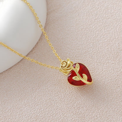 Heart Shape Pendant Necklace For Women In Copper With 18K Real Gold Plated Finish And Zircon Inlay On Cable Chain