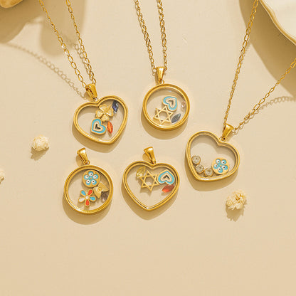 Round Pendant Necklace For Unisex Featuring 18K Real Gold Plated 304 Stainless Steel With Zircon On Cable Chain