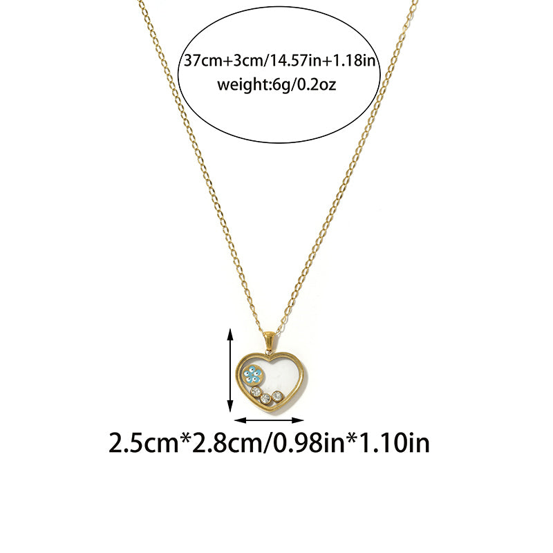 Round Pendant Necklace For Unisex Featuring 18K Real Gold Plated 304 Stainless Steel With Zircon On Cable Chain