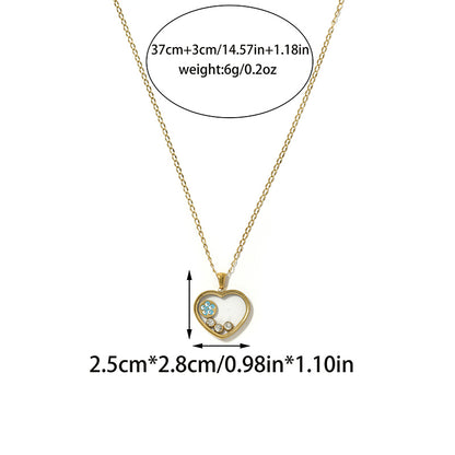 Round Pendant Necklace For Unisex Featuring 18K Real Gold Plated 304 Stainless Steel With Zircon On Cable Chain