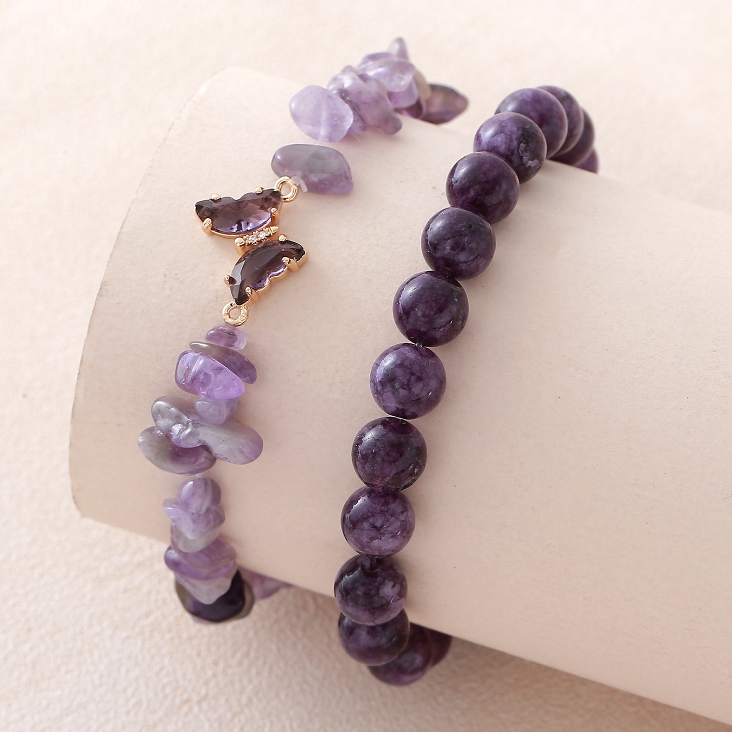 Women’s Butterfly Pattern Natural Stone Bracelets Featuring Beading Craftsmanship With Beaded Chain Design