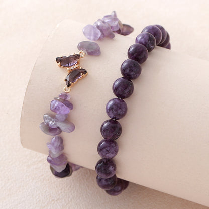 Women’s Butterfly Pattern Natural Stone Bracelets Featuring Beading Craftsmanship With Beaded Chain Design