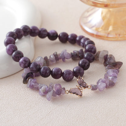 Women’s Butterfly Pattern Natural Stone Bracelets Featuring Beading Craftsmanship With Beaded Chain Design