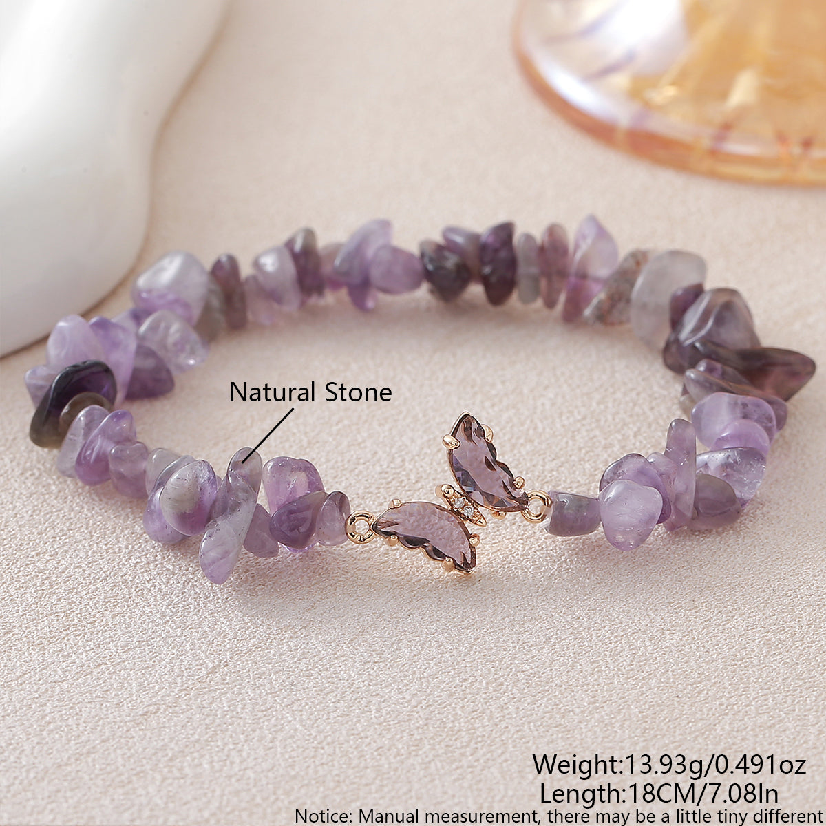 Women’s Butterfly Pattern Natural Stone Bracelets Featuring Beading Craftsmanship With Beaded Chain Design