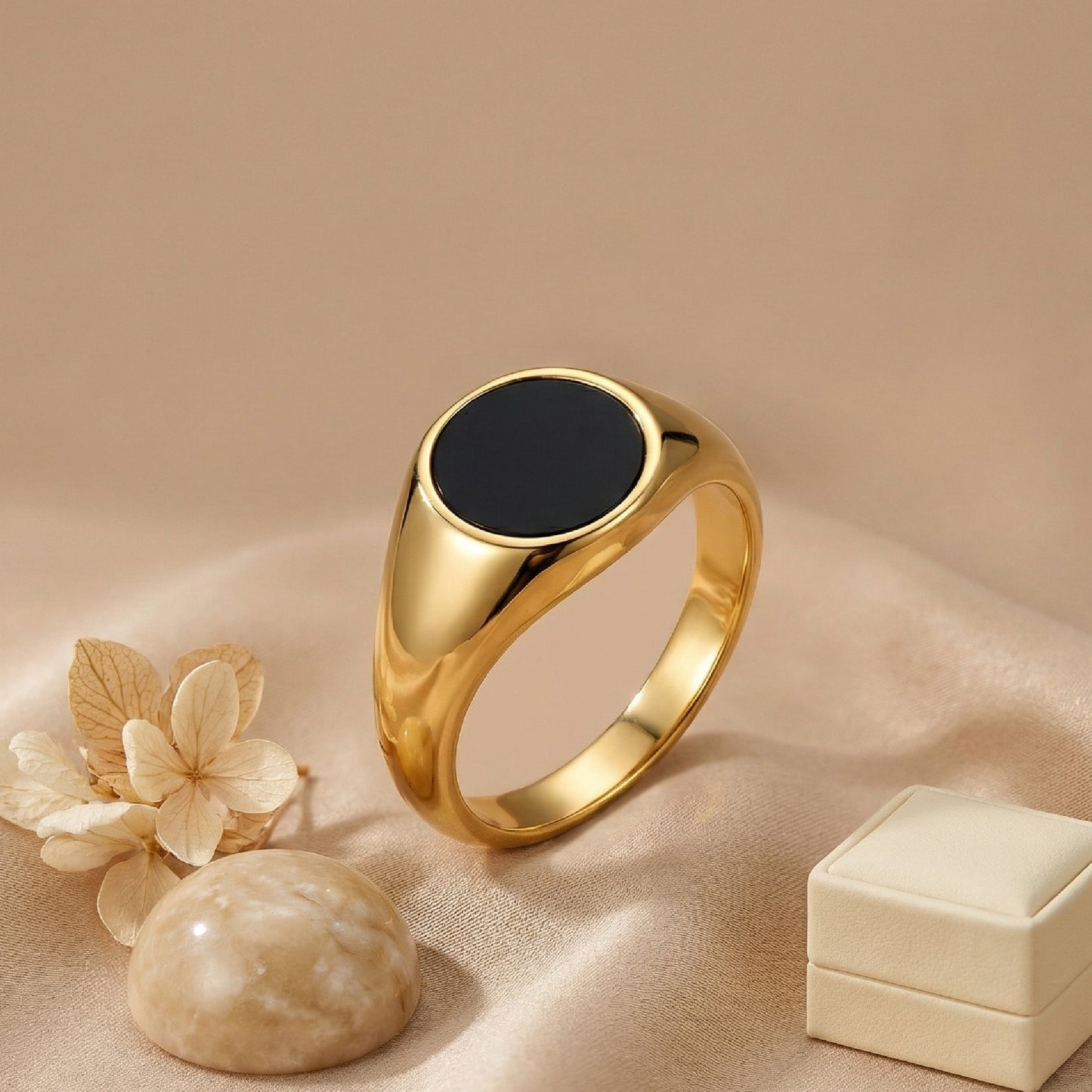 Geometric Rings For Women Made Of 304 Stainless Steel Featuring Electroplated 18K Real Gold Plated With Shell Inlay