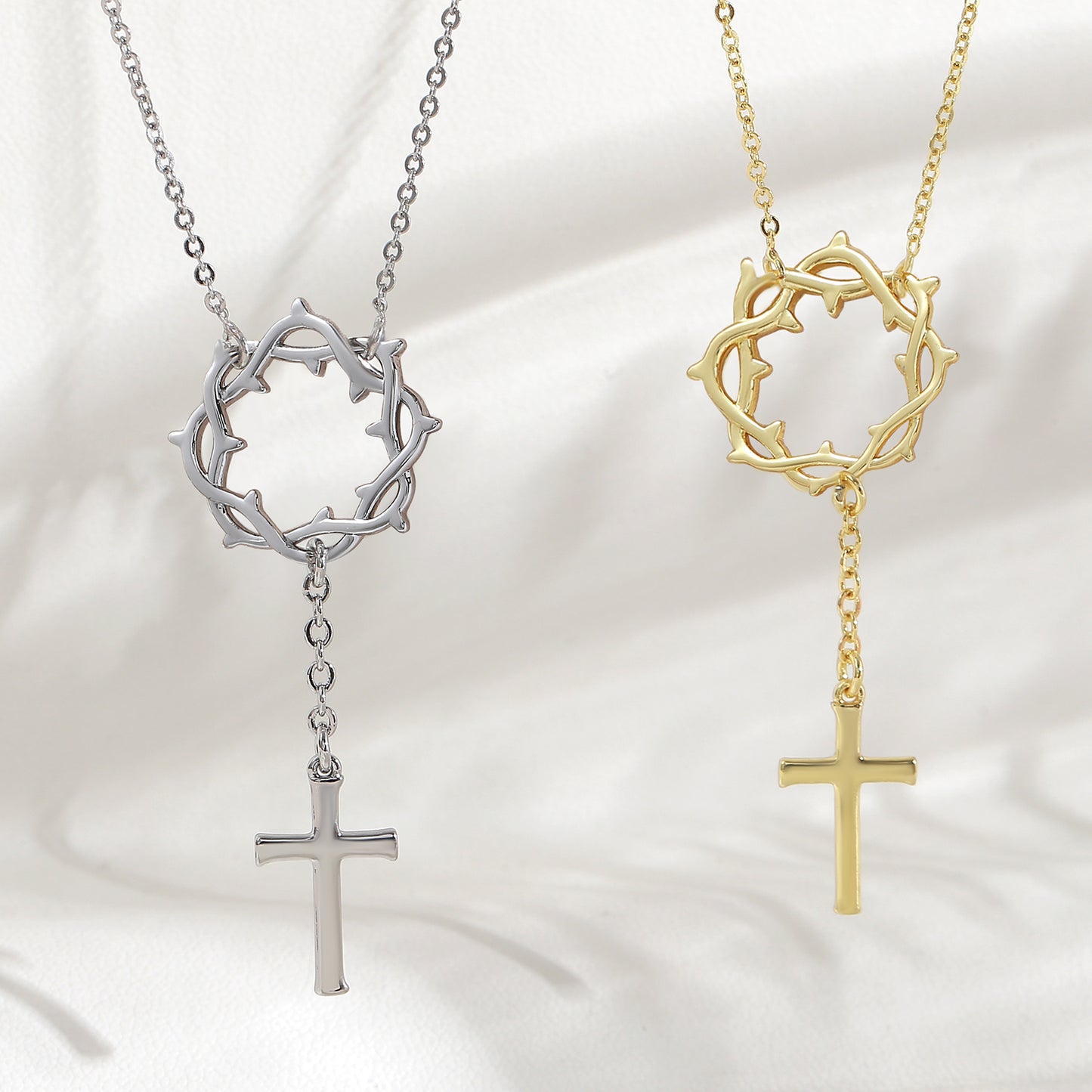Cross Pendant Necklace For Women In Copper With 18K Real Gold Plated Finish Featuring Zircon On Cable Chain