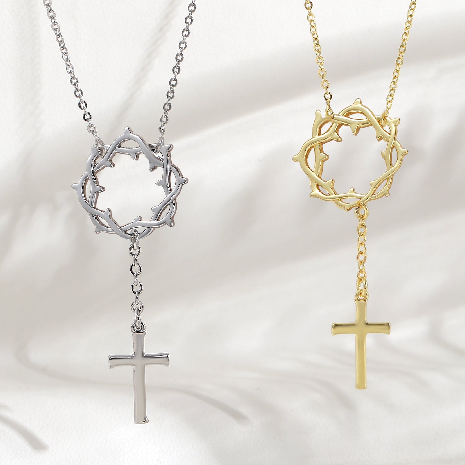 Cross Pendant Necklace For Women In Copper With 18K Real Gold Plated Finish Featuring Zircon On Cable Chain