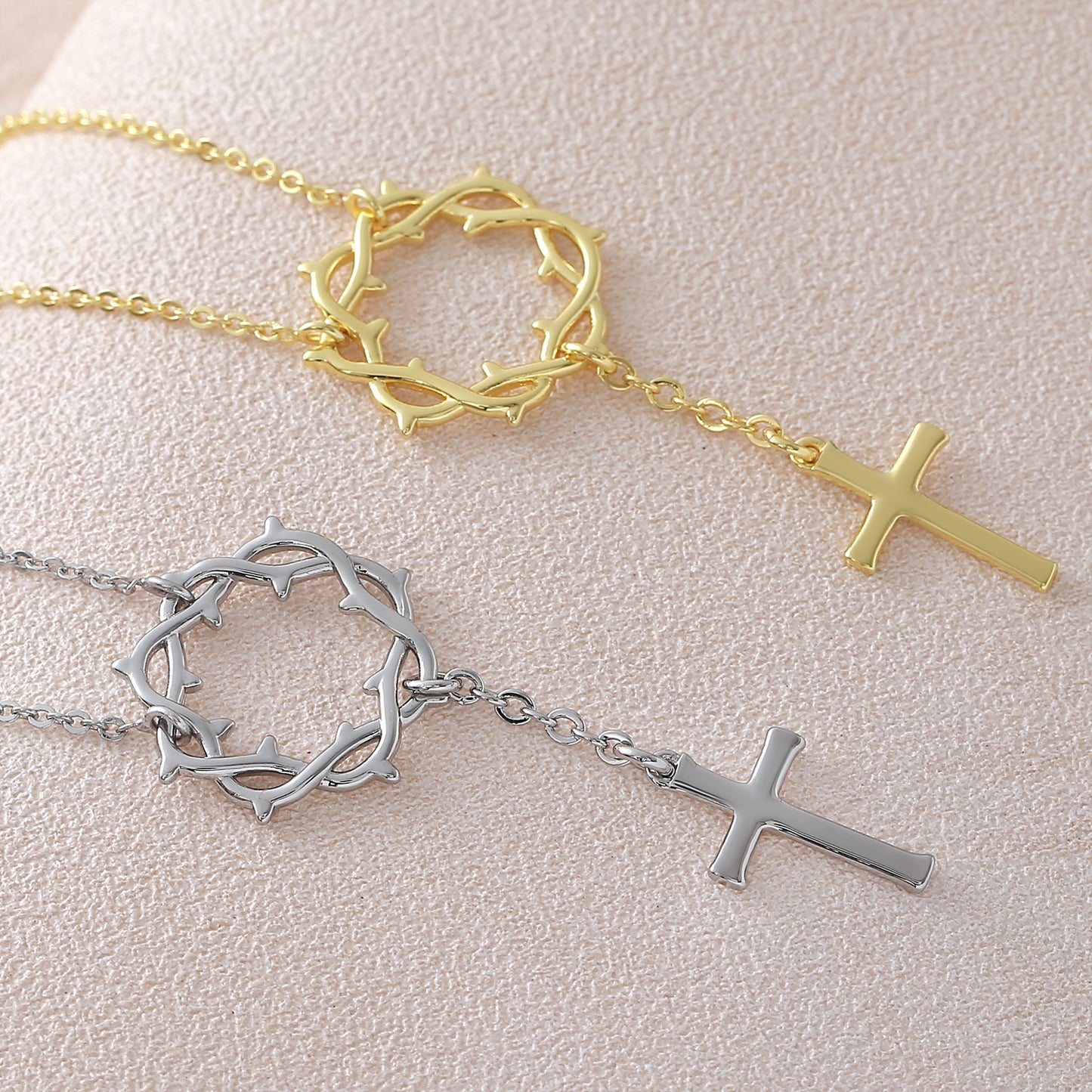 Cross Pendant Necklace For Women In Copper With 18K Real Gold Plated Finish Featuring Zircon On Cable Chain