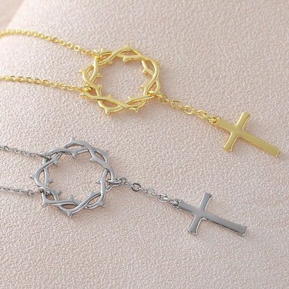 Cross Pendant Necklace For Women In Copper With 18K Real Gold Plated Finish Featuring Zircon On Cable Chain
