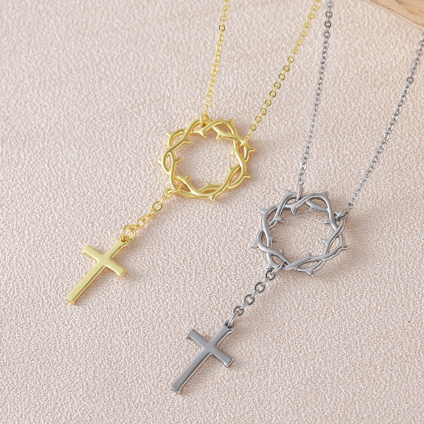 Cross Pendant Necklace For Women In Copper With 18K Real Gold Plated Finish Featuring Zircon On Cable Chain