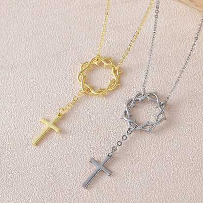 Cross Pendant Necklace For Women In Copper With 18K Real Gold Plated Finish Featuring Zircon On Cable Chain