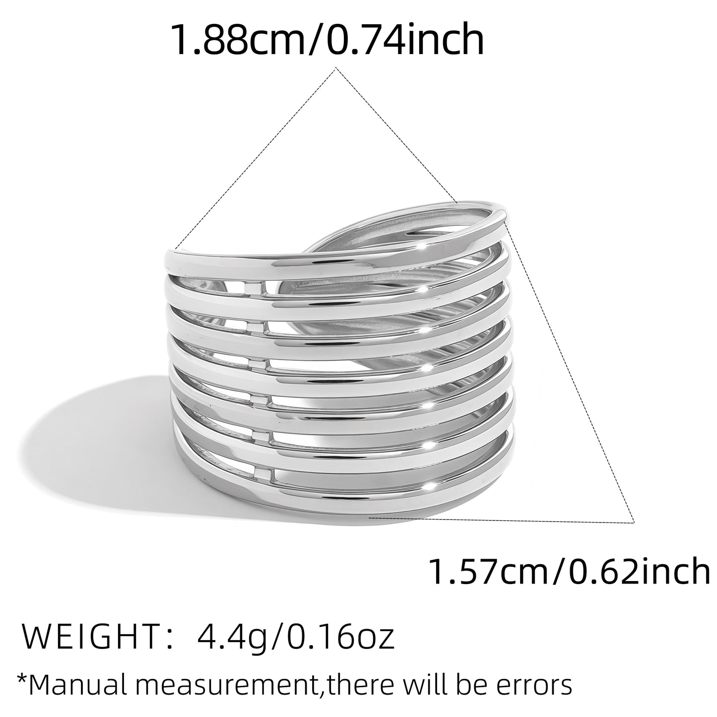 Lines Open Rings For Women In 304 Stainless Steel With 18K Gold Plated PVD Coating, Waterproof Non Tarnish