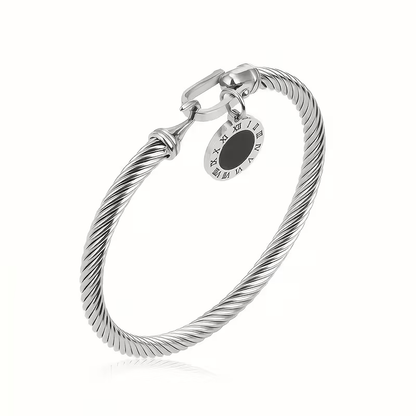 Solid Color Unisex Bangle For New Year, 304 Stainless Steel With 18K Real Gold Plated Finish