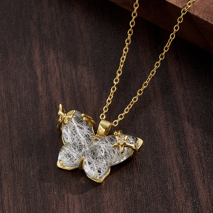Star Pendant Necklace For Women, Golden Plated Copper With Resin Inlay, Perfect Valentine's Day Gift