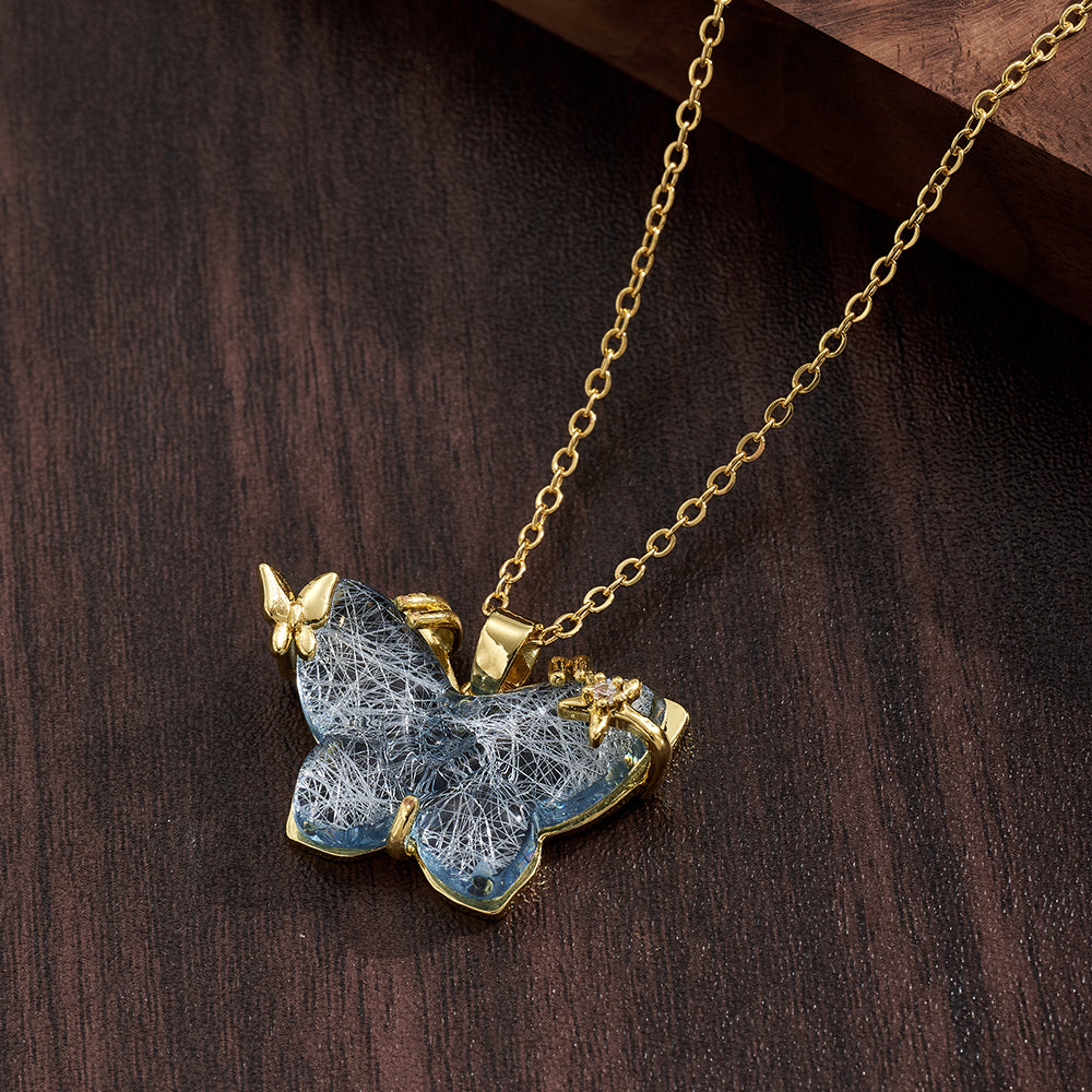 Star Pendant Necklace For Women, Golden Plated Copper With Resin Inlay, Perfect Valentine's Day Gift