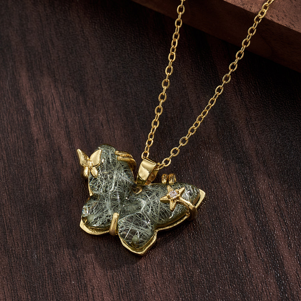 Star Pendant Necklace For Women, Golden Plated Copper With Resin Inlay, Perfect Valentine's Day Gift