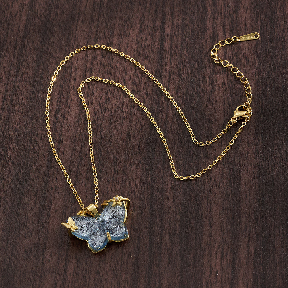 Star Pendant Necklace For Women, Golden Plated Copper With Resin Inlay, Perfect Valentine's Day Gift