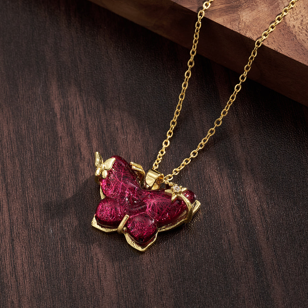 Star Pendant Necklace For Women, Golden Plated Copper With Resin Inlay, Perfect Valentine's Day Gift