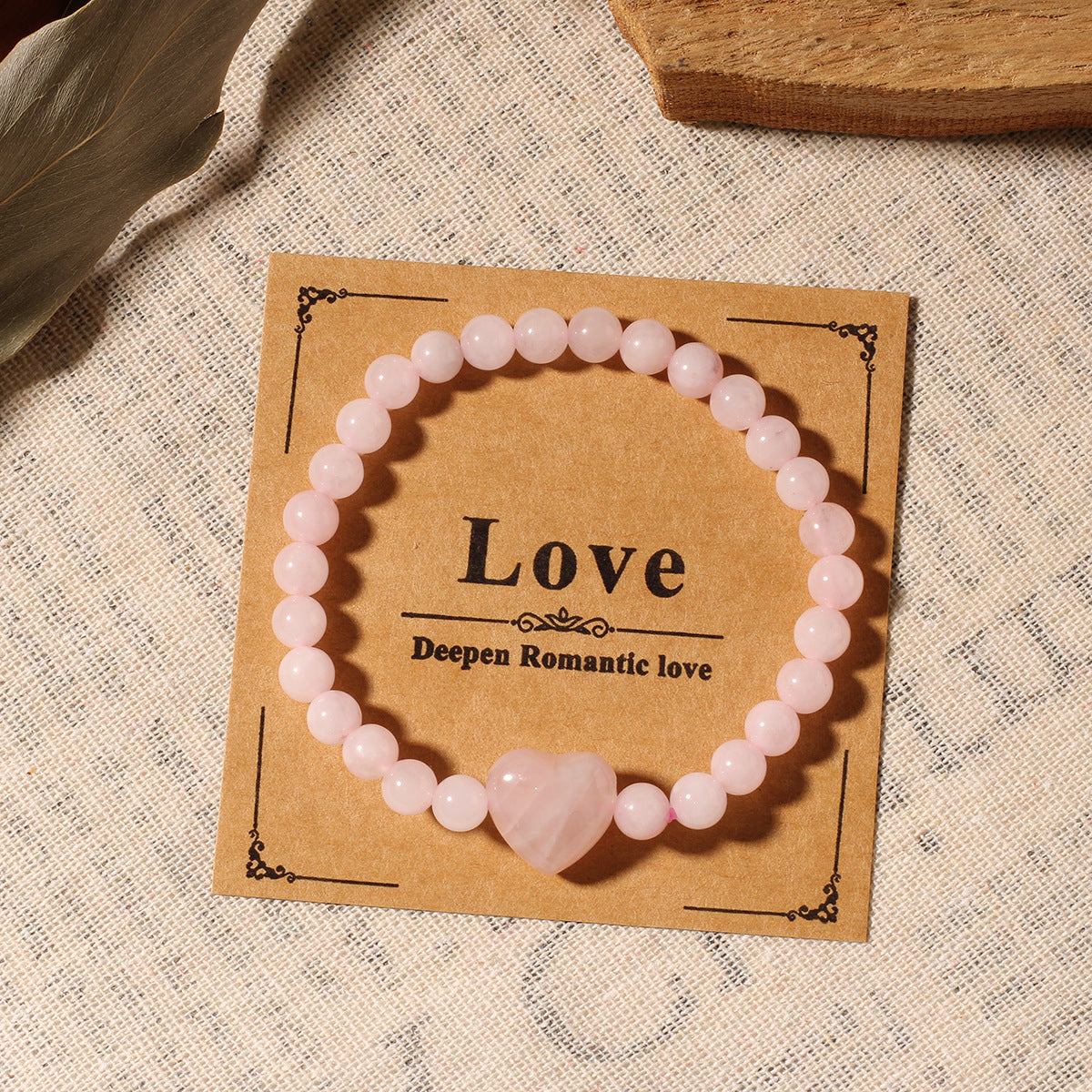 Pink Heart Shape Natural Stone Bracelet, 1 Piece, Perfect For Valentine's Day Gift