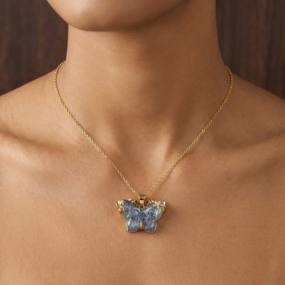 Star Pendant Necklace For Women, Golden Plated Copper With Resin Inlay, Perfect Valentine's Day Gift