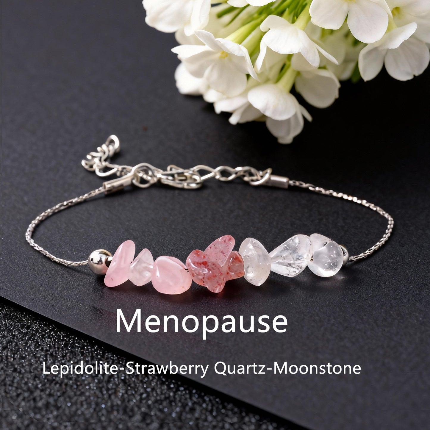 Golden Hand String Featuring Strawberry Pattern Made Of Natural Stone