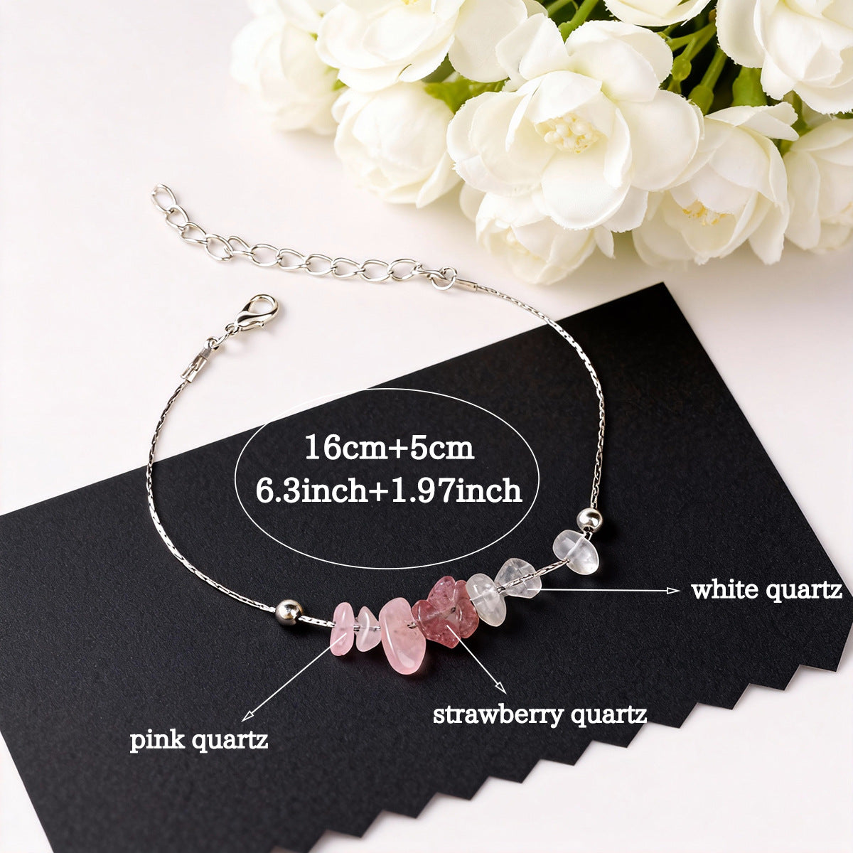 Golden Hand String Featuring Strawberry Pattern Made Of Natural Stone