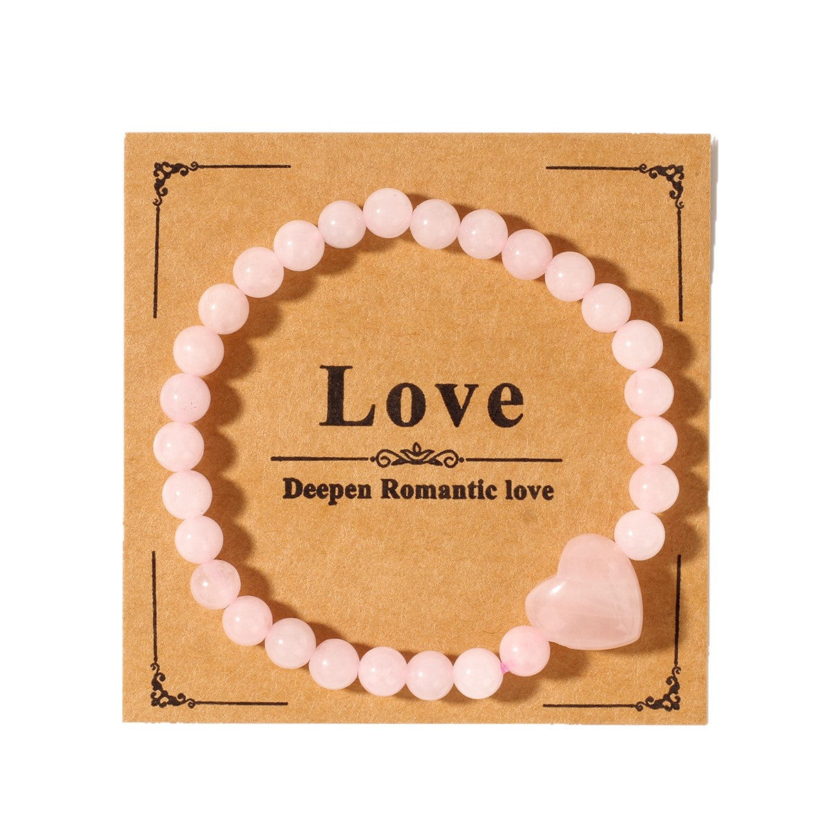 Pink Heart Shape Natural Stone Bracelet, 1 Piece, Perfect For Valentine's Day Gift