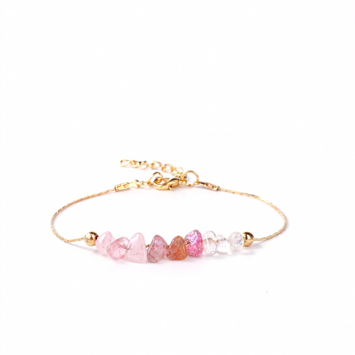 Golden Hand String Featuring Strawberry Pattern Made Of Natural Stone
