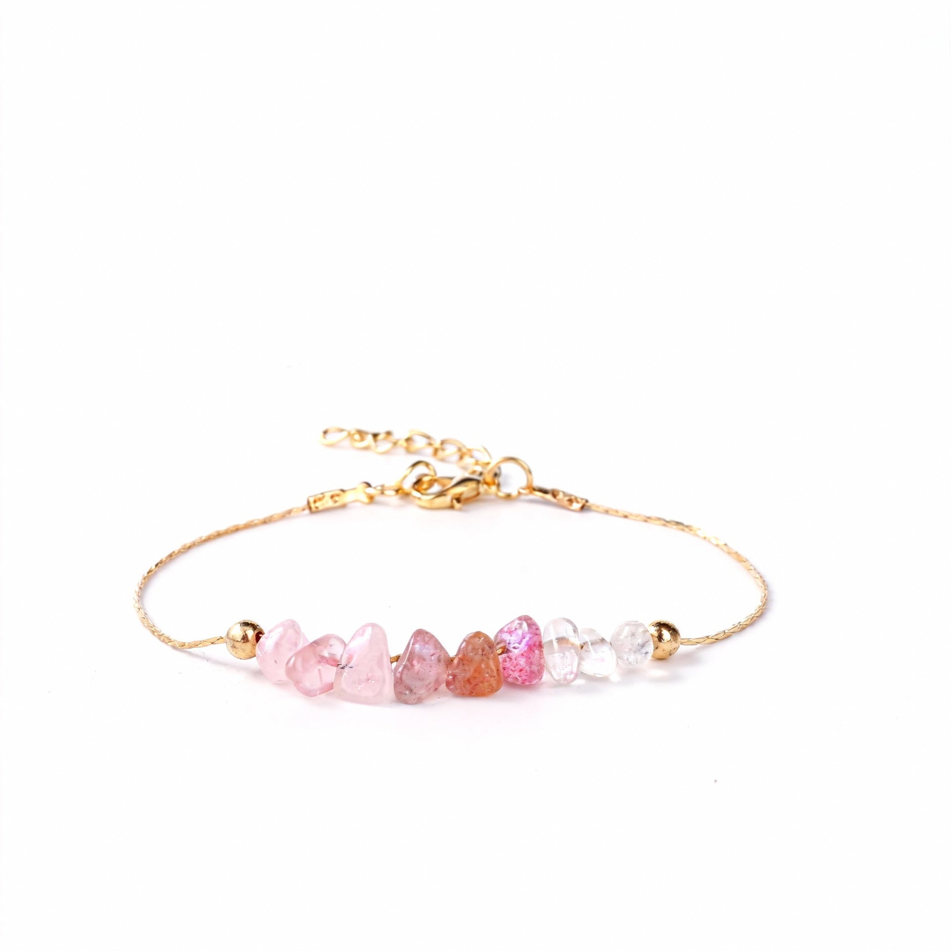 Golden Hand String Featuring Strawberry Pattern Made Of Natural Stone