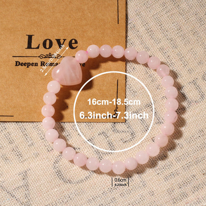 Pink Heart Shape Natural Stone Bracelet, 1 Piece, Perfect For Valentine's Day Gift